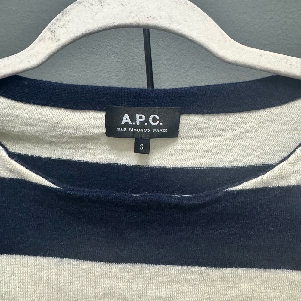 A.P.C. Classic Navy and Cream Striped Shirt